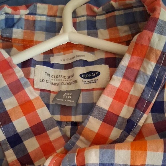 Old Navy Orange and Blue Casual Button Down Shirt - Picture 2 of 5
